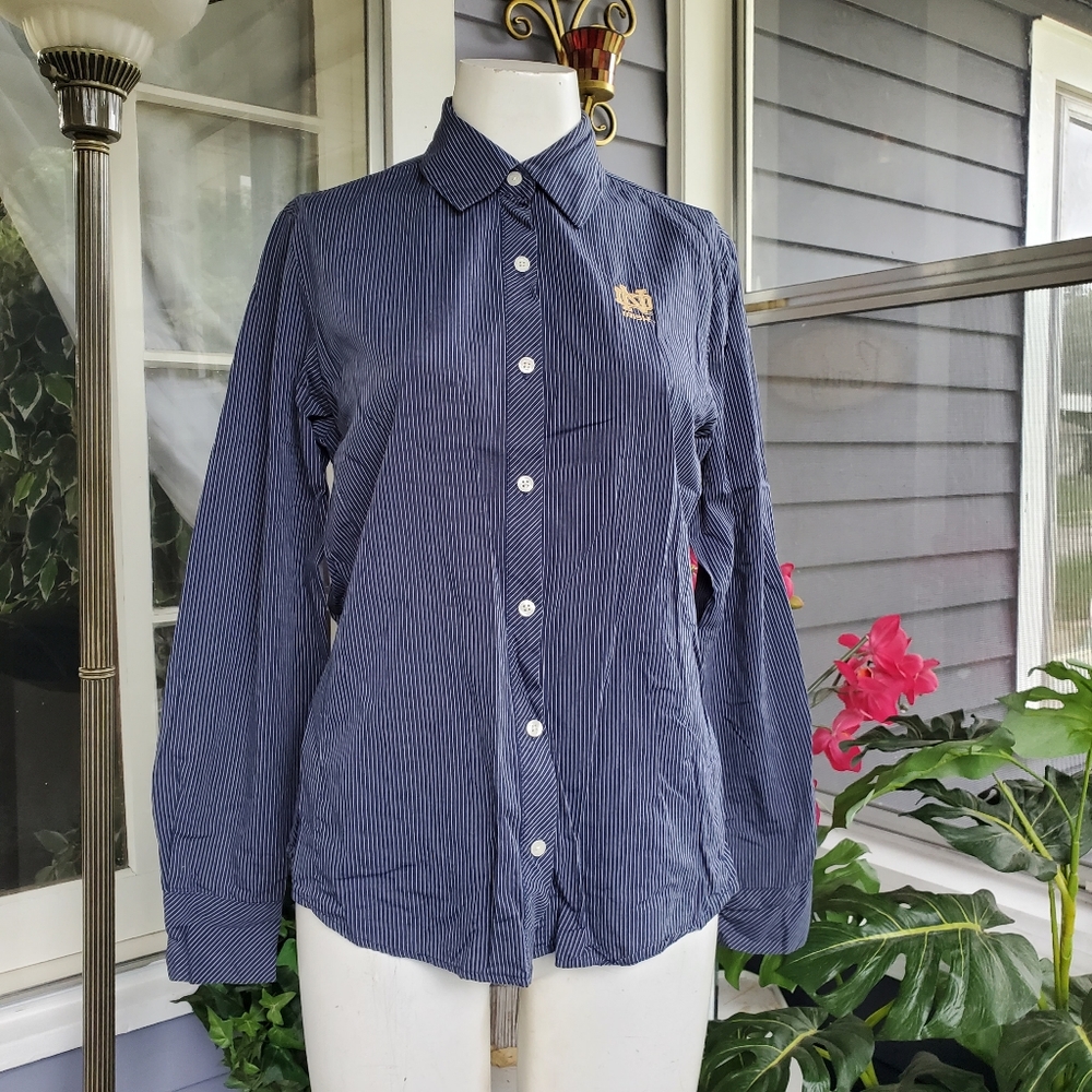 Lady Vesi Embroidered Notre Dame Fighting Irish Dress Shirt Cotton Size Small